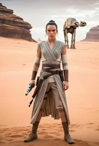 Adult Force Awakens Rey Costume face swap