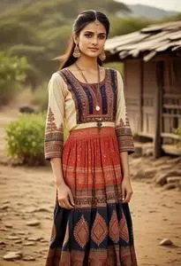 Woman Kedia Gujarati Dress face swap
