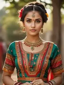 Woman Kedia Gujarati Dress face swap