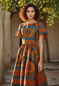 Woman Simple Ankara Gown Dress Face Swap Buy Stock Photo