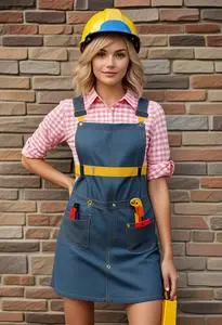 Woman Bob The Builder Costume Face Swap