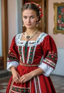 Traditional Hungarian Folk Dress face swap