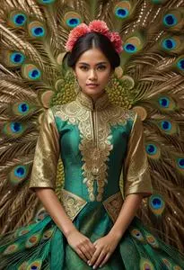 Barongworld Modern Ethnic Peacock Filipiniana Dress Jessa Mr746 face swap