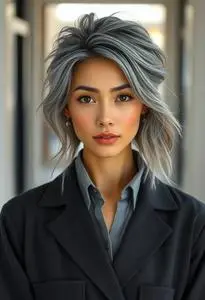 Grow Out Gray Hairstyle face swap