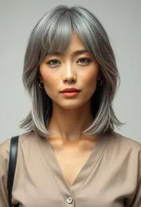 Gray Hair Grow Out Style face swap