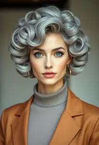 Gray Wig Curlers Hairstyle face swap