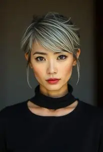 Grow Out Grey Hairstyle face swap