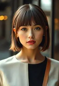 Graduated Bob Fine Hair Fringe face swap