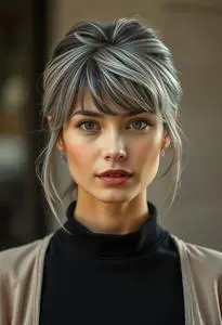 Letting Grey Grow Out Hairstyle face swap