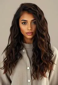 Long Brushed Yarn Hairstyle face swap