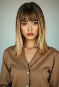 Long Graduated Bob Hairstyle face swap