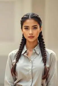 Lovely Braid Hairstyle face swap