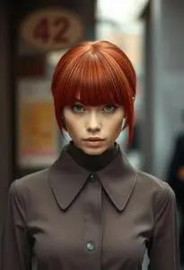 Red Wig Bald Spot Hairstyle face swap