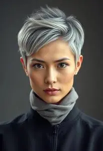 Short Hairstyle Grow Out Grey face swap