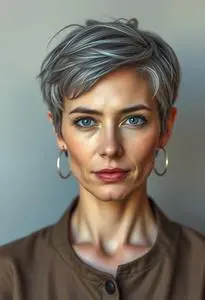 Short Hairstyle Grow Out Gray face swap
