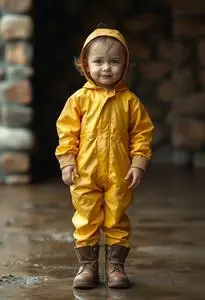 Child Muddy Buddy Rain Suit face swap