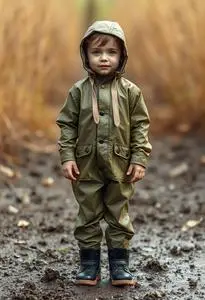 Child Muddy Buddy Rain Suit face swap