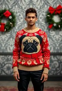 Pug Christmas Sweater Costume face swap