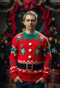 Angry Elf Christmas Sweater face swap