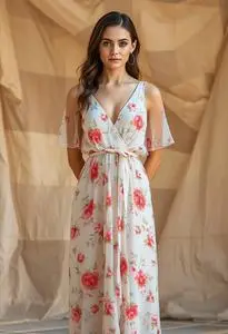 Saison Constantia Floral Chiffon Dress Face Swap