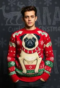 Pug Christmas Sweater face swap