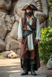 Castaway Pirate Adult Costume Medium face swap