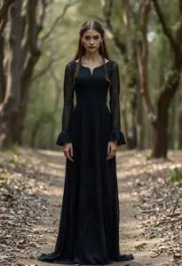 Black Elven Wedding Dress face swap