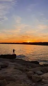 Sunset Fisherman Sea Fishing phone wallpaper
