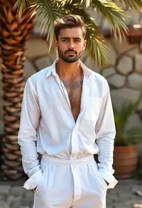 Ibiza White Party Outfit Man face swap