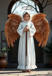 Girl Angelic Maiden Costume face swap