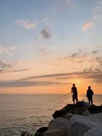 Greece Fishing Sunset Sea Nature phone wallpaper