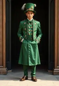 Green Bellhop Costume face swap