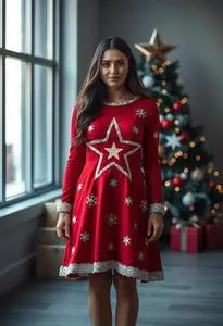 white christmas dresses Unisex Kids Gold Star Christmas Costume main image 1