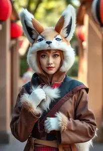 Kitsune Cosplay Costume face swap