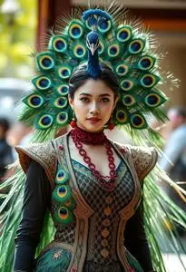 Proud Peacock Woman Costume face swap