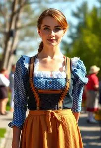 Woman Original Lederhosen German Oktoberfest Costume face swap