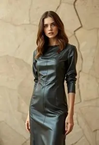 Helena Vegan Leather Dress face swap