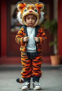 Boy Tiger Costume Months face swap