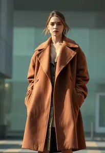 Hailey Bieber Oversized Coat face swap