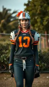 Football Costume Female Face Swap