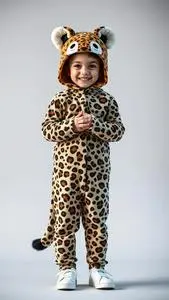 Cheerful Cheetah Costume Kid face swap