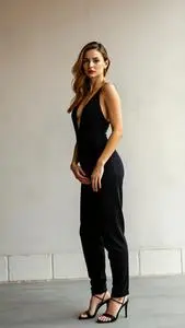 Elizabeth Liones Black Jumpsuit Fancy Dress face swap