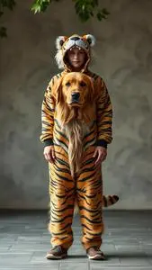Golden Retriever Tiger Costume face swap