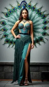 Proud Peacock Woman Costume face swap