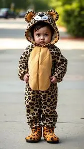 Posh Peanut Lana Leopard Infant Costume face swap