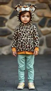 Posh Peanut Lana Leopard Toddler Costume face swap