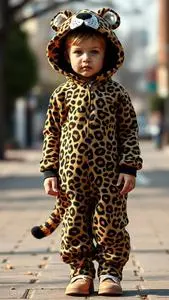 Posh Peanut Lana Leopard Toddler Costume face swap