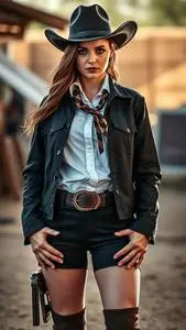 Showdown Sheriff Diva Woman Costume face swap