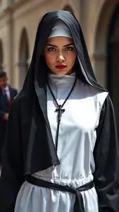 Satanic Nun Costume face swap
