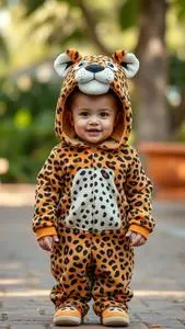 Cheerful Cheetah Costume Toddler face swap